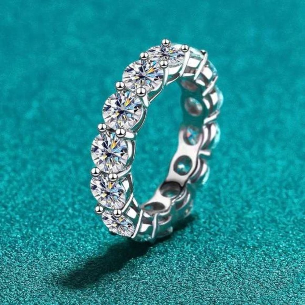 Certified Moissanite Diamond Eternity Ring Wedding Band 5mm 7 Ct - Picture 13 of 15